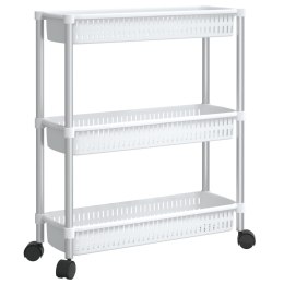 WÓZEK DO PRZECHOWYWANIA Z 3 PÓŁKAMI SREBRNO-BIAŁY ALUMINIOWY