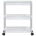 WÓZEK DO PRZECHOWYWANIA Z 3 PÓŁKAMI SREBRNO-BIAŁY ALUMINIOWY