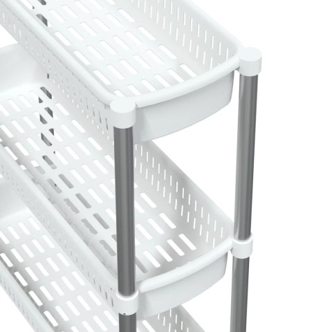 WÓZEK DO PRZECHOWYWANIA Z 3 PÓŁKAMI SREBRNO-BIAŁY ALUMINIOWY