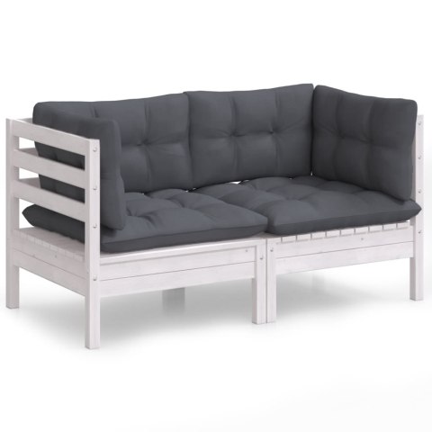 2-OSOBOWA SOFA OGRODOWA Z ANTRACYTOWYMI PODUSZKAMI SOSNOWA