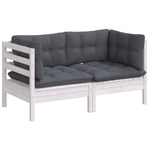 2-OSOBOWA SOFA OGRODOWA Z ANTRACYTOWYMI PODUSZKAMI SOSNOWA