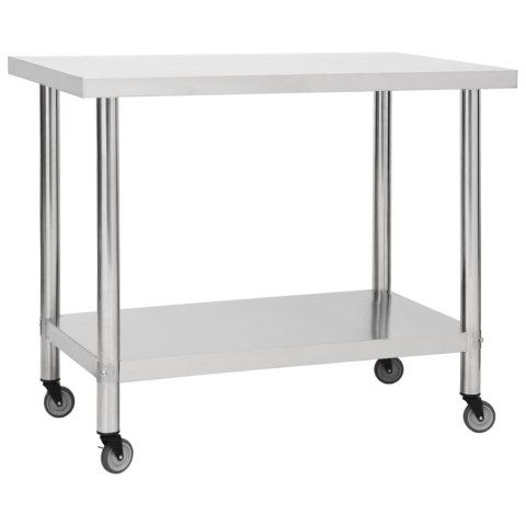 KUCHENNY STÓŁ ROBOCZY NA KÓŁKACH 100X30X85CM STAL NIERDZEWNA