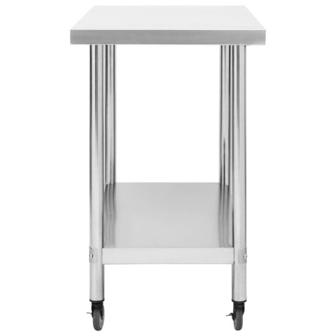 KUCHENNY STÓŁ ROBOCZY NA KÓŁKACH 100X30X85CM STAL NIERDZEWNA