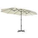 PARASOL OGRODOWY NA SŁUPKU ALUMINIOWYM 460X270CM PIASKOWY