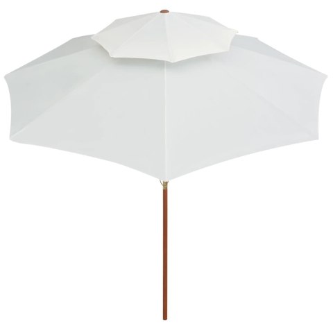 PARASOL Z PODWÓJNYM DASZKIEM 270X270CM DREWNO KREMOWY