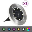 SOLARNE LAMPY GRUNTOWE LED 8 SZT. KOLORY RGB