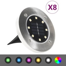 SOLARNE LAMPY GRUNTOWE LED 8 SZT. KOLORY RGB