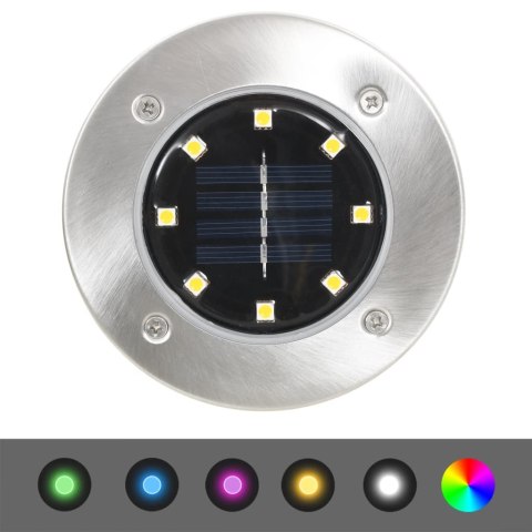 SOLARNE LAMPY GRUNTOWE LED 8 SZT. KOLORY RGB