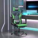 FOTEL GAMINGOWY Z PODNÓŻKIEM CZARNO-ZIELONY SZTUCZNA SKÓRA