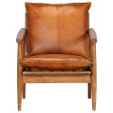ZESTAW 3 SOF BRĄZOWY NATURALNA SKÓRA I LITE DREWNO AKACJOWE