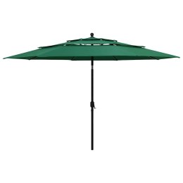 3-POZIOMOWY PARASOL NA ALUMINIOWYM SŁUPKU ZIELONY 3,5 M