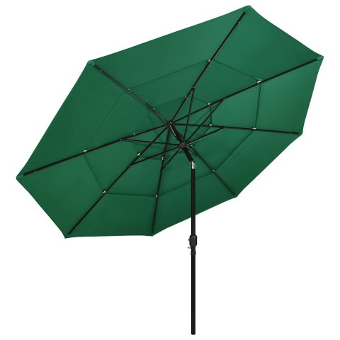 3-POZIOMOWY PARASOL NA ALUMINIOWYM SŁUPKU ZIELONY 3,5 M