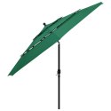 3-POZIOMOWY PARASOL NA ALUMINIOWYM SŁUPKU ZIELONY 3,5 M
