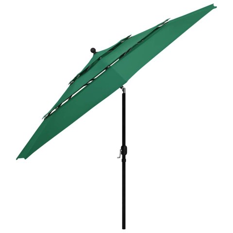 3-POZIOMOWY PARASOL NA ALUMINIOWYM SŁUPKU ZIELONY 3,5 M