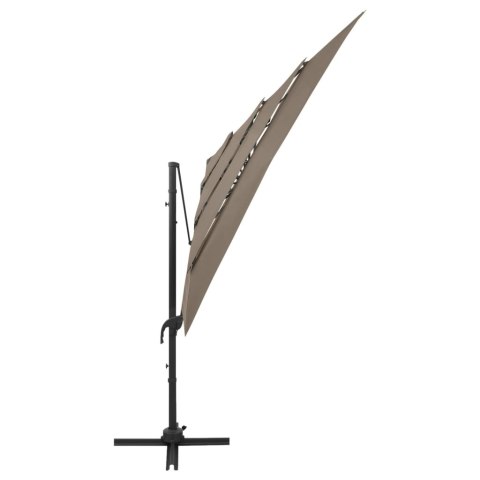 4-POZIOMOWY PARASOL NA ALUMINIOWYM SŁUPKU TAUPE 250X250CM