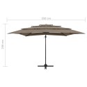 4-POZIOMOWY PARASOL NA ALUMINIOWYM SŁUPKU TAUPE 250X250CM