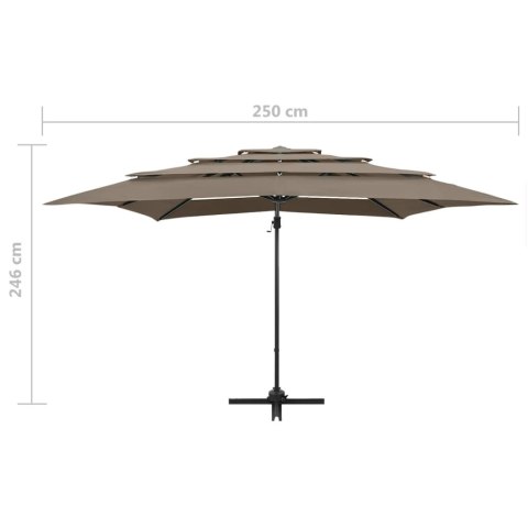 4-POZIOMOWY PARASOL NA ALUMINIOWYM SŁUPKU TAUPE 250X250CM