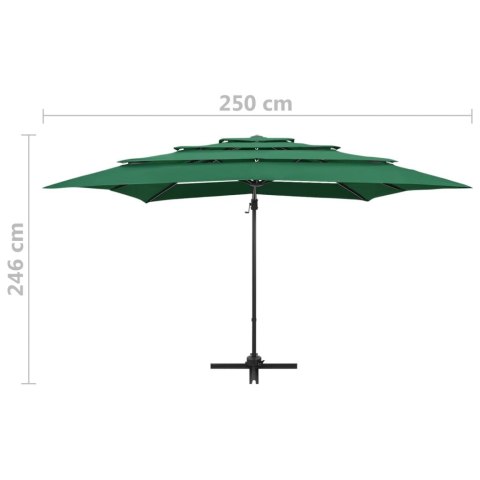 4-POZIOMOWY PARASOL NA ALUMINIOWYM SŁUPKU ZIELONY 250X250CM