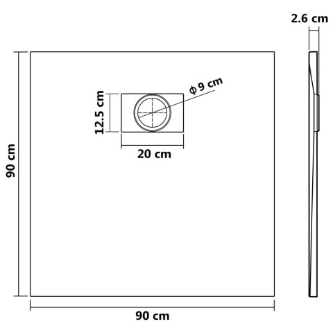 BRODZIK PRYSZNICOWY SMC CZARNY 90X90CM