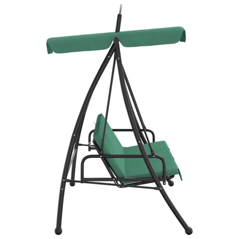 HUŚTAWKA OGRODOWA Z DASZKIEM ZIELONA 198CM TKANINA I STAL