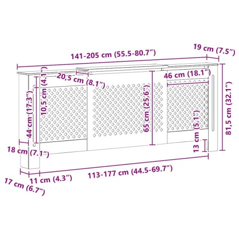 OSŁONA NA KALORYFER GRZEJNIK MDF 205CM