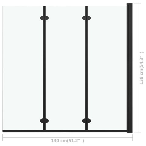SKŁADANY PARAWAN NAWANNOWY 3 PANELE ESG 130X138CM CZARNY