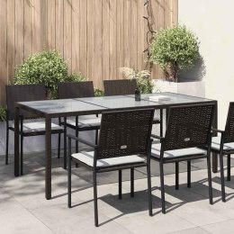 STÓŁ OGRODOWY BRĄZOWY 190X90X75CM SZKŁO I RATTAN PE