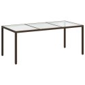 STÓŁ OGRODOWY BRĄZOWY 190X90X75CM SZKŁO I RATTAN PE