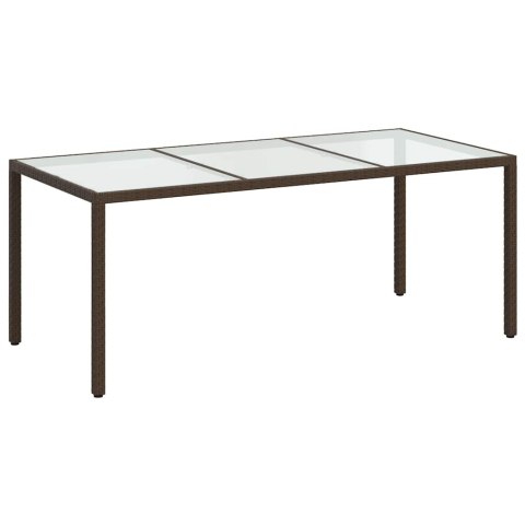 STÓŁ OGRODOWY BRĄZOWY 190X90X75CM SZKŁO I RATTAN PE