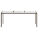 STÓŁ OGRODOWY BRĄZOWY 190X90X75CM SZKŁO I RATTAN PE