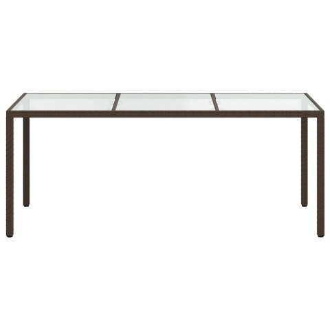 STÓŁ OGRODOWY BRĄZOWY 190X90X75CM SZKŁO I RATTAN PE