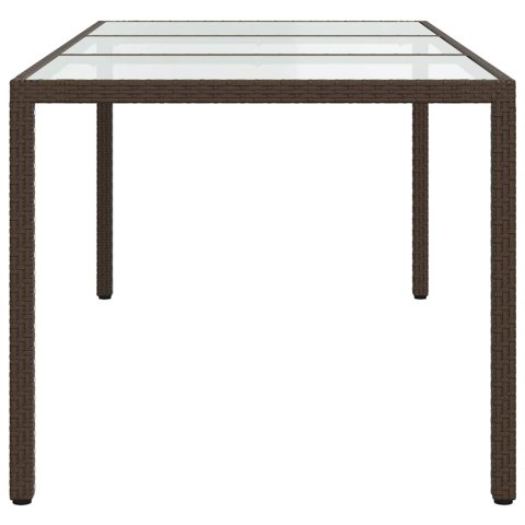 STÓŁ OGRODOWY BRĄZOWY 190X90X75CM SZKŁO I RATTAN PE