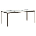 STÓŁ OGRODOWY BRĄZOWY 190X90X75CM SZKŁO I RATTAN PE