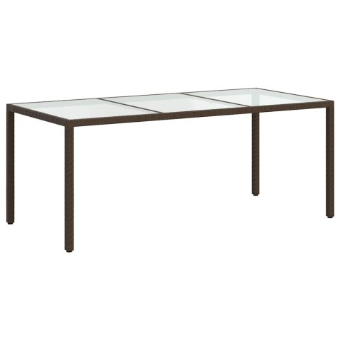 STÓŁ OGRODOWY BRĄZOWY 190X90X75CM SZKŁO I RATTAN PE