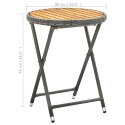 STOLIK HERBACIANY SZARY 60CM RATTAN PE I DREWNO AKACJOWE