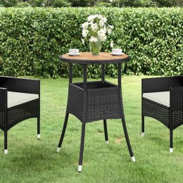 STOLIK OGRODOWY Ø60X75CM AKACJA I RATTAN PE CZARNY