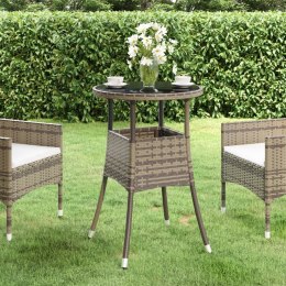 STOLIK OGRODOWY Ø60X75CM SZKŁO HARTOWANE I RATTAN PE SZARY