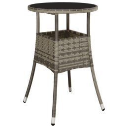 STOLIK OGRODOWY Ø60X75CM SZKŁO HARTOWANE I RATTAN PE SZARY
