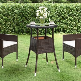 STOLIK OGRODOWY Ø60X75CM SZKŁO I RATTAN PE BRĄZOWY