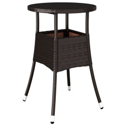STOLIK OGRODOWY Ø60X75CM SZKŁO I RATTAN PE BRĄZOWY