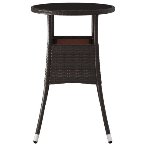 STOLIK OGRODOWY Ø60X75CM SZKŁO I RATTAN PE BRĄZOWY
