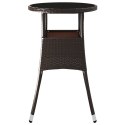 STOLIK OGRODOWY Ø60X75CM SZKŁO I RATTAN PE BRĄZOWY