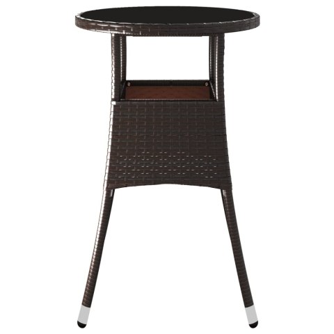 STOLIK OGRODOWY Ø60X75CM SZKŁO I RATTAN PE BRĄZOWY