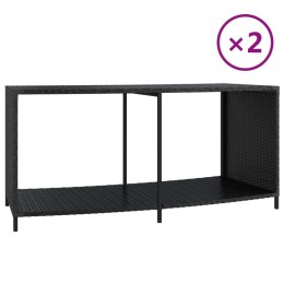 SZAFKI, 2 SZT., CZARNE, POLIRATTAN