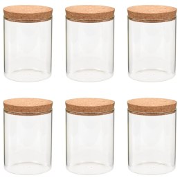 SZKLANE SŁOJE Z KORKOWĄ POKRYWKĄ 6 SZT. 650 ML