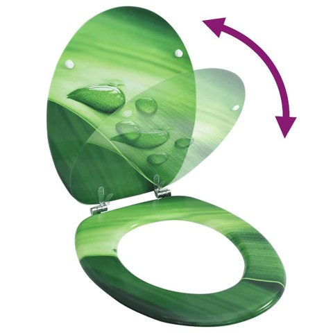 DESKA KLOZETOWA WOLNOOPADAJĄCA MDF WZÓR ZIELONA KROPLA WODY