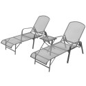 LEŻAKI ZE STOLIKIEM 2 SZT. STAL ANTRACYTOWE
