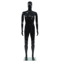 MANEKIN MĘSKI ZE SZKLANĄ PODSTAWĄ CZARNY BŁYSZCZĄCY 185CM
