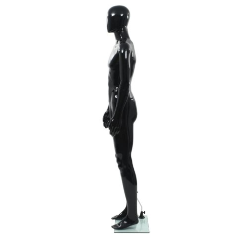 MANEKIN MĘSKI ZE SZKLANĄ PODSTAWĄ CZARNY BŁYSZCZĄCY 185CM