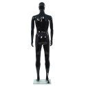 MANEKIN MĘSKI ZE SZKLANĄ PODSTAWĄ CZARNY BŁYSZCZĄCY 185CM